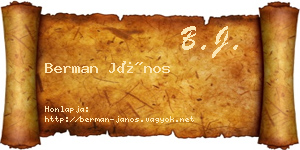 Berman János névjegykártya